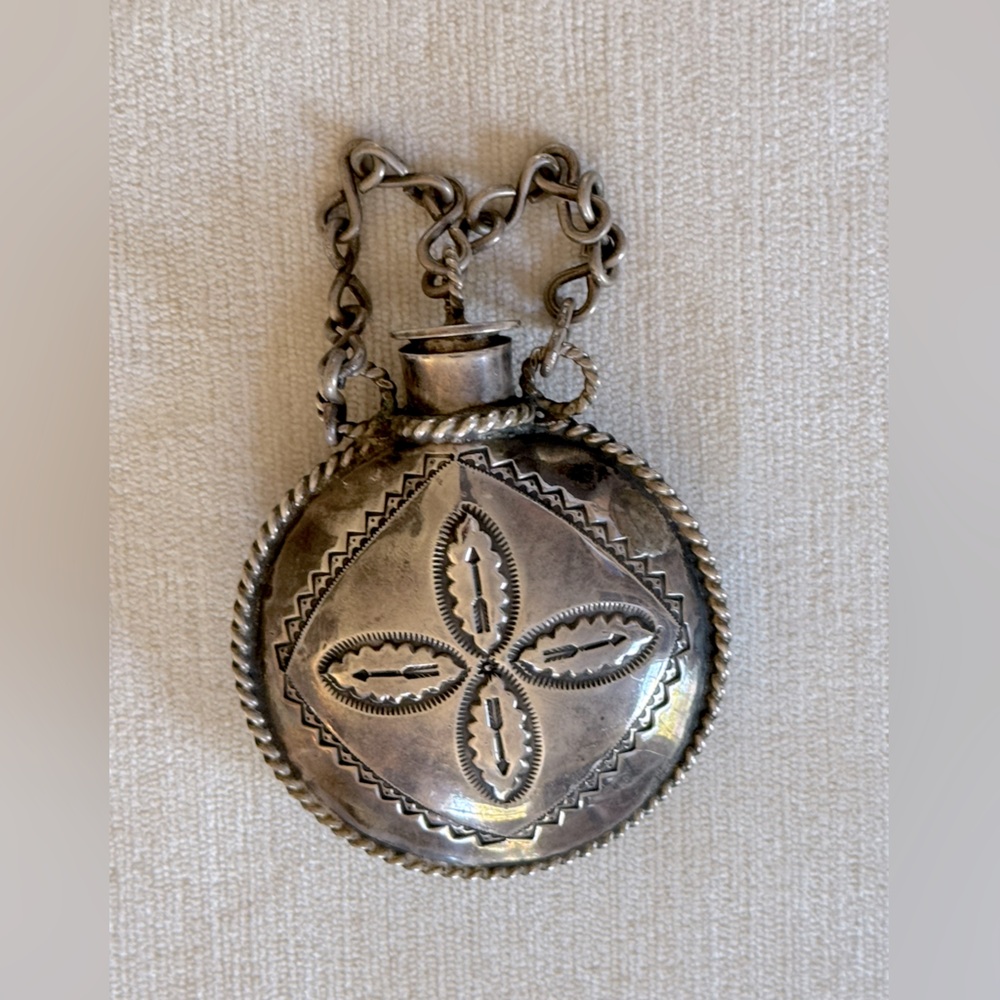 Early 20th Century Navajo  Silver Tobacco Canteen.